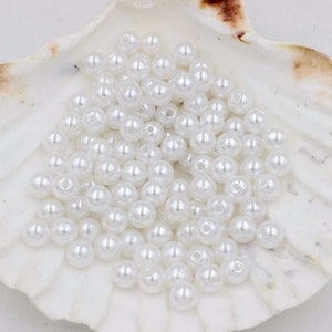 Set of 500 PEARLS WHITE ACRYLIC MOTHER-OF-PEARL Ø 4 mm Free Shipping Creation image 5