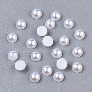 300 PERLES CABOCHON Demi Rond à coller acrylique Blanc NACRE 3 mm - Dos Plat - Creation Diy