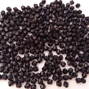 300 Faceted Spinning Top Beads Black Acrylic 4 mm - Jewelry Making