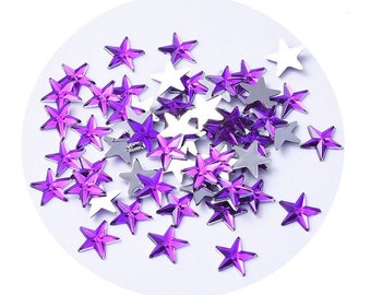 30 purple rhinestone star cabochon beads 10 mm acrylic to glue - silver back - DIY creation