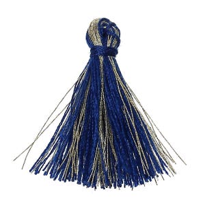 Set of 3 charms TASSELS TASSELS cotton Blue / Gold 25 mm - creation jewelry beads
