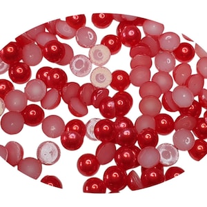 300 PERLES CABOCHON Demi Rond à coller acrylique Rouge nacre 4 mm - Dos Plat - Creation Diy