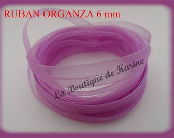 Ribbon ORGANZA purple 6 mm - creating scrapbooking beads jewelry 10 meters