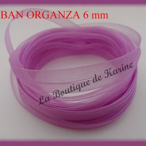 10 Mètres de RUBAN ORGANZA VIOLET 6 mm - creation bijoux perles scrapbooking