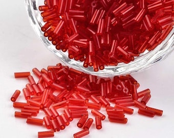 500 pcs CZECH glass bugle BEADS TUBE - Red - Size 5 mm - Handmade Jewelry Making