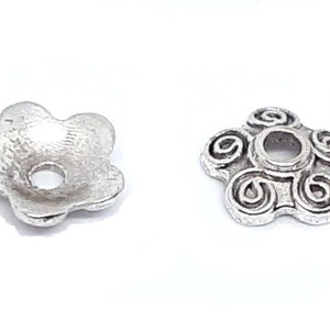 20 PEARL CUP INTERCALERS silver metal 10 mm flower shape pearl jewelry creation image 1