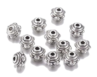 30 PERLES INTERCALAIRE METAL argente 6 mm - creation perles