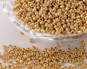 1000 pcs Round GLASS SEED BEADS, Rocailles - Gold color - Size 12/0 Diameter 2 mm - Handmade Jewelry Making