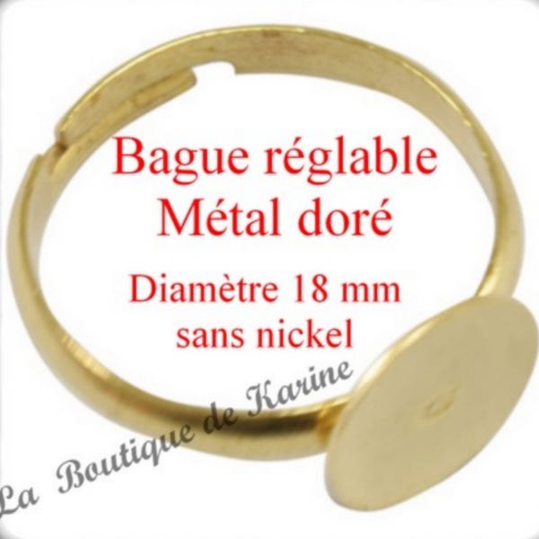 10 BAGUES REGLABLE METAL dore 18 mm - plateau fimo - creation bijoux perles