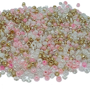 1000 PERLINE DI ROCA Oro Rosa Bianco - mix multicolore Diametro 2 mm 12/0 - creazione di gioielli