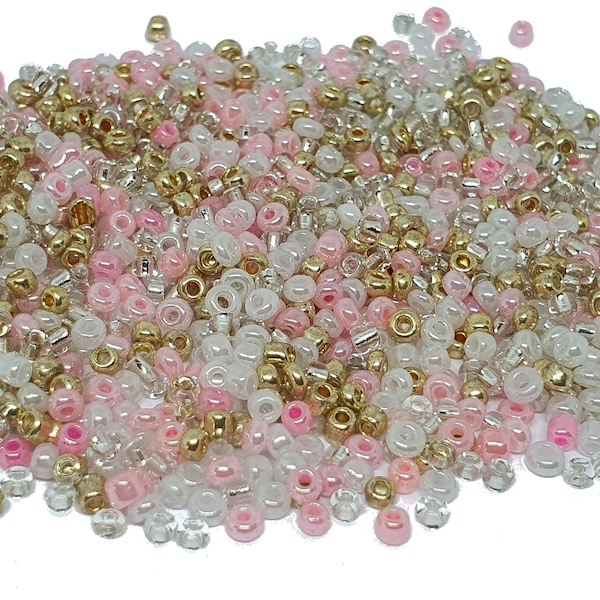 1000 SEED PEARLS Golden Rose Gold White - multicolored mix ø 2 mm 12/0 - jewelry creation