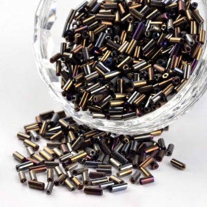 500 pcs CZECH glass bugle BEADS TUBE - Bronze, Purple - Size 5 mm - Handmade Jewelry Making