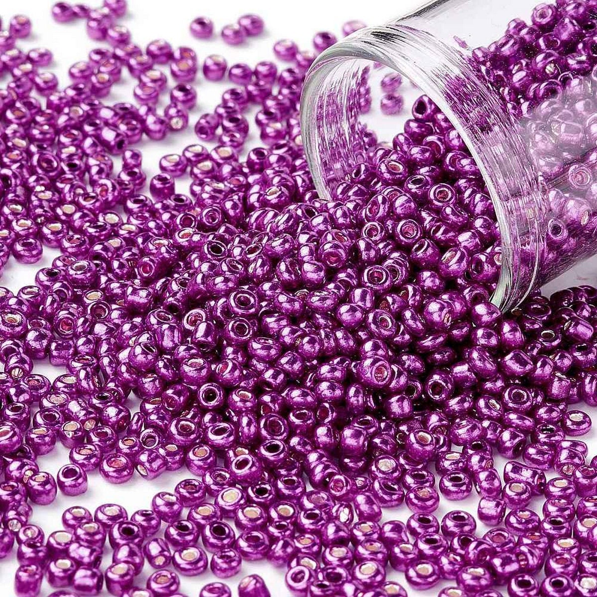 Lot De 1000 Perles De Rocaille Violet Métallisé - Diamètre 2mm (12/0) - Pour Création De Bijoux - Neuf