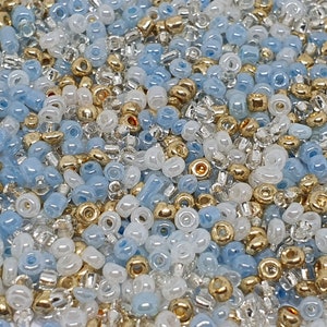 1000 SEED PEARLS Golden Gold Blue White multicolored mix ø 2 mm 12/0 jewelry creation image 2