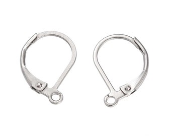 Silver DORMEUSES earring hooks in 304 Stainless Steel - 16 x 10 mm - pearl jewelry creation