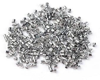 300 PERLES A ECRASER TUBE metal argente 1,5 mm - creation bijoux perles