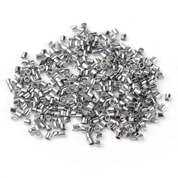 300 CRUSH PEARLS TUBE silver metal 1.5 mm - pearl jewelry creation