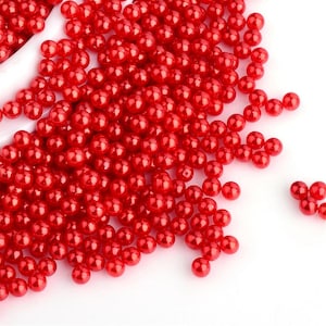 500 Perle Rotonde Acriliche Rosso Perlaceo Senza Foro 2 mm - Non Forate - Creazione Fai da Te