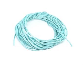 4 Mètres de Fil CORDON COTON CIRE Bleu Turquoise diamètre 1 mm - création bijoux perles