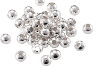 200 PERLES metal ARGENTE clair diametre 3 mm - Perles Intercalaires - Perles d'espacement - creation bijoux perles