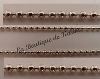 3 m de CHAINE BOULE METAL argente diametre 1,5 mm - creation bijoux perles