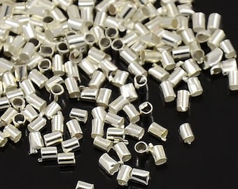 300 PERLES à ECRASER TUBE metal argente clair 1,5 mm - creation bijoux perles