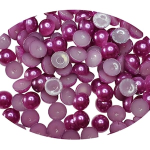 300 PERLES CABOCHON Demi Rond à coller acrylique Violet nacre 4 mm - Dos Plat - Creation Diy