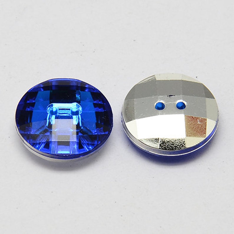 10 BOUTONS Acrylique STRASS Bleu 2 trous rond diamètre 10 mm creation couture DIY image 2