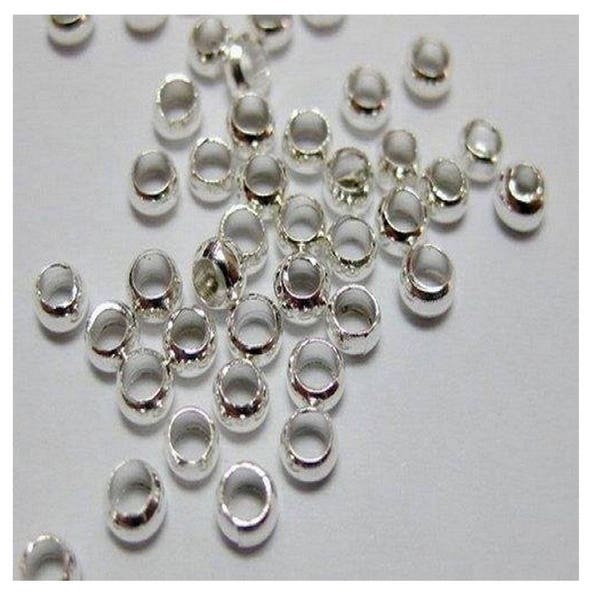 300 PERLES A ECRASER RONDES metal argente diametre 2 mm - creation bijoux perles