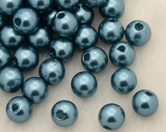 Lot Of 500 Dark Blue PEARL PEARLS - ACRYLIC Duck Blue Ø 4 mm - Free Delivery - Creation