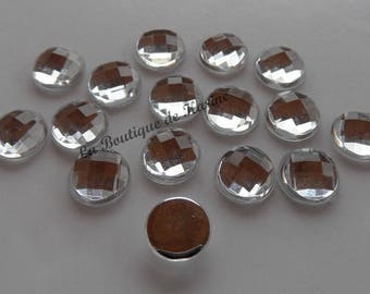 15 STRASS PEARLS ROUND cabochon to glue transparent acrylic 20 mm - pearl jewelry creation