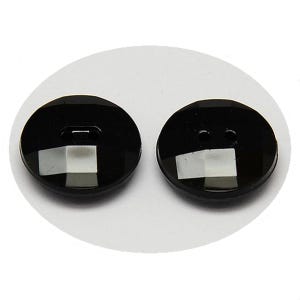10 BOTTONI in acrilico sfaccettato NERO 2 fori rotondi diametro 15 mm - Creazione couture fai da te