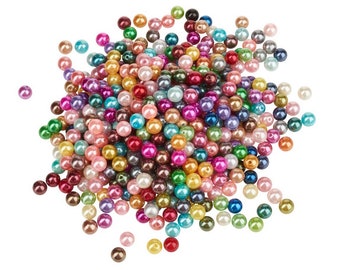 Lot Of 200 Multicolored ACRYLIC PEARL PEARLS Diameter 6 mm - Free Delivery - Creation Bijoux