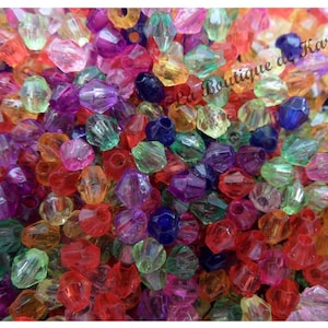 330 Faceted Spinning Top Beads Multicolor Acrylic 4 mm - Jewelry Creation