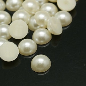 15 PERLES CABOCHON Demi Rond à coller acrylique Beige NACRE 20 mm - Dos Plat - Creation Diy