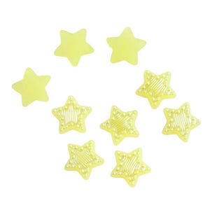 50 PERLES CABOCHON ETOILE Jaune à coller 10 mm Acrylique - Dos Plat - Creation Diy
