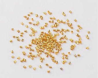 300 CRUSH PEARLS TUBE gold metal 1.5 mm - pearl jewelry creation