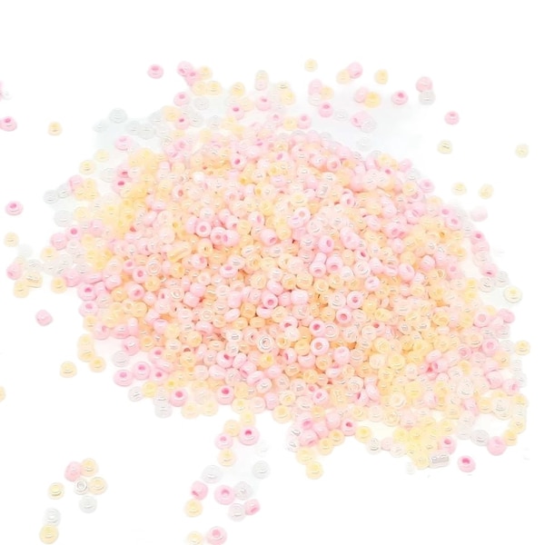 1000 PERLES DE ROCAILLE tons de roses et blanc - mélange multicolore ø 2 mm 12/0 - creation bijoux