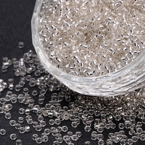 1000 PERLINE DI ROCAINE trasparenti argento interno Diametro 2 mm 12/0 - creazione gioielli