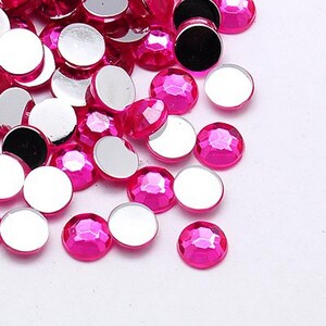 300 Perline Strass CABOCHON Rotonde Rosa Scuro Strass 2 mm Acrilico da incollare - Retro Argento - Creazione Fai da Te
