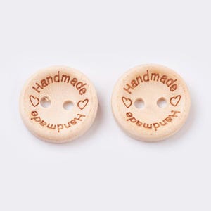 5 BOTTONI IN LEGNO BEIGE chiaro Rotondi 15 mm 2 fori - Fatti a mano Fatti a mano - Creazione couture fai da te