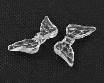 20 INTERCLAY BEADS transparent acrylic WING shape 20 x 9 mm - creation beads