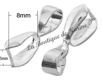 15 CLIP COLGANTE BELIERES metal plateado claro 6 x 19 mm - creación de joyas con perlas