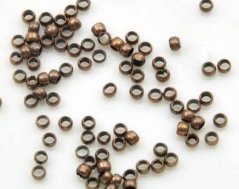 300 PERLES à ECRASER RONDES metal cuivre diametre 2 mm - creation bijoux perles