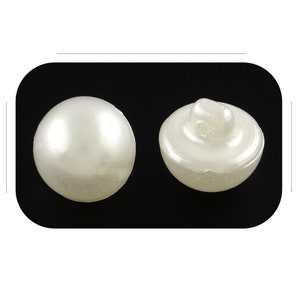 20 BOUTONS de TIGE Blanc NACRE Aspect Perle nacrée Acrylique diamètre 10 mm 1 trou creation couture Diy image 1