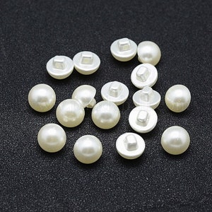 20 BOUTONS de TIGE Beige NACRE Aspect Perle nacrée Acrylique diamètre 10 mm 1 trou creation couture Diy image 1