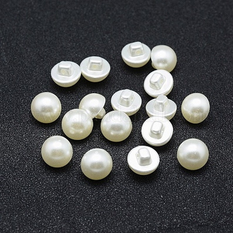 20 Beige MOTHER-OF-PEARL STEM BUTTONS Acrylic pearly pearl appearance diameter 10 mm 1 hole DIY couture creation image 1
