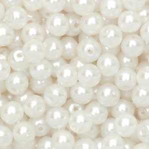 Set Of 200 PEARLS WHITE ACRYLIC MOTHER-OF-PEARL Ø 6 mm - Free Shipping - Creation