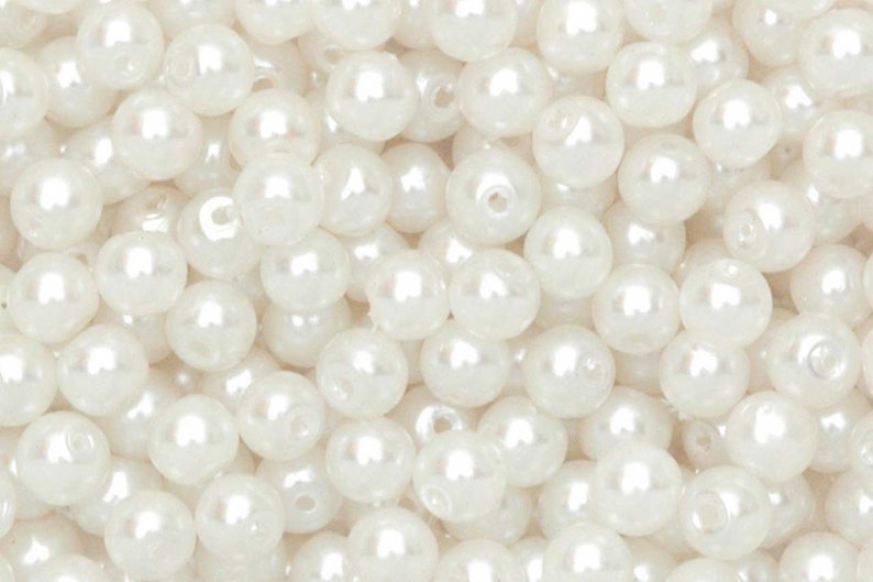 Lot De 200 PERLES NACREES Blanche ACRYLIQUE Ø 6 mm Livraison Gratuite Creation image 1