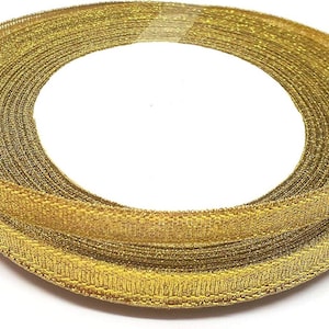 22 Mètres de RUBAN ORGANZA DORE largeur 6 mm - creation bijoux perles scrapbooking